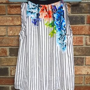 Floral pinstriped blouse